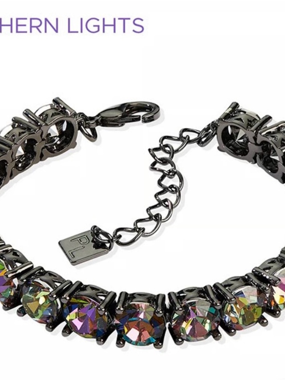 Premier Designs Black Aurora Crystal Tennis Bracelet - Iridescent Stones